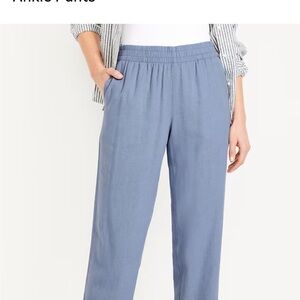 Old Navy Light Blue High-Waisted Linen-Blend Straight
Ankle Pants